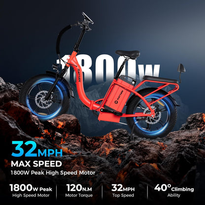 Rattan LM/LF Ultra Electric Bike - 1800W Foldable Fat Tire e-Bike | 120-Mile Range, 33 MPH, Two-Seater | Premium Hydraulic Brakes & 40.5Ah Battery