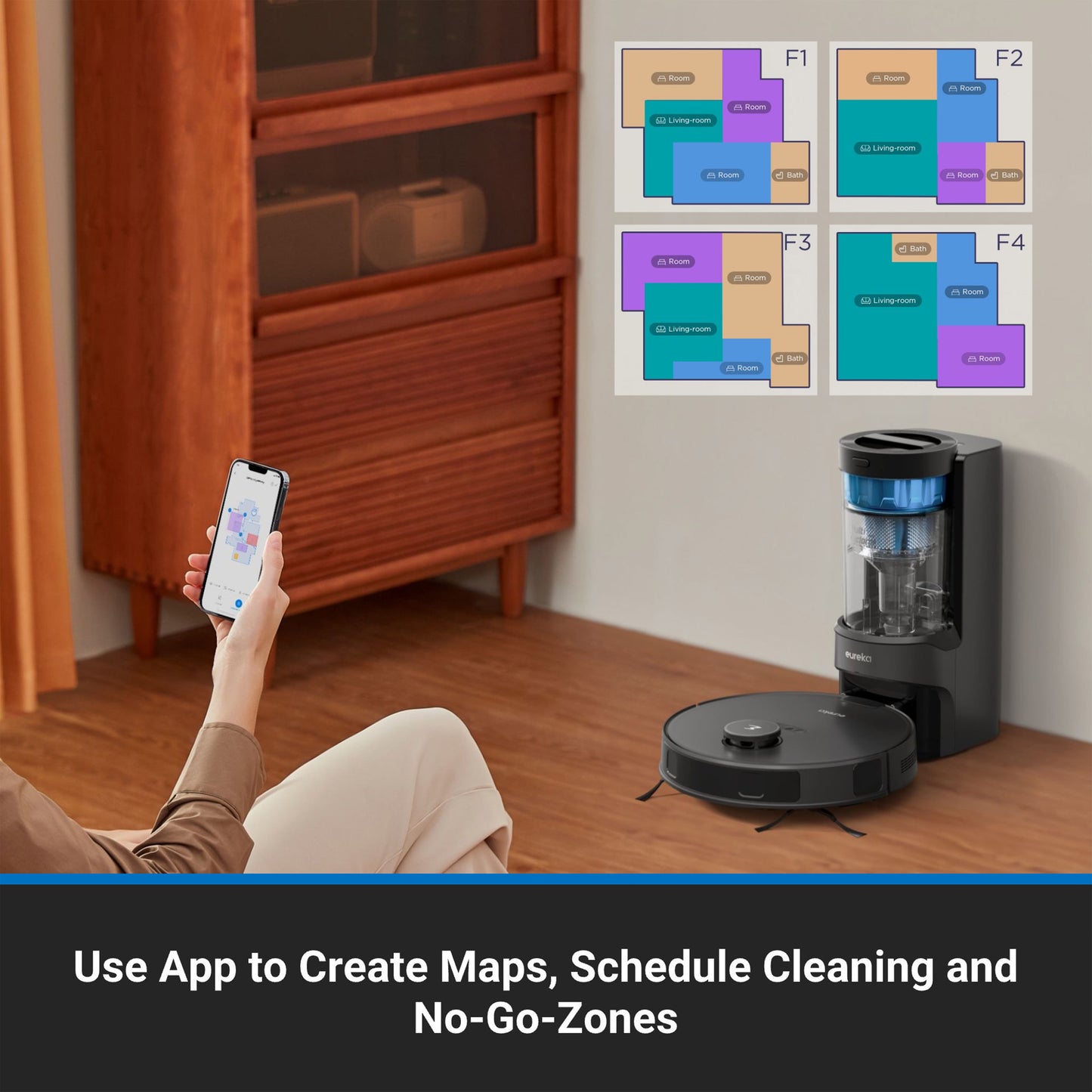 Self-Emptying Robot Vacuum with HEPA Filter, Smart Navigation & Voice Control, NERE10SW