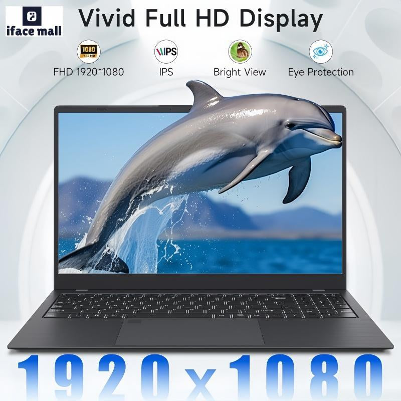 Ifacemall 15.6-Inch FHD Laptop | Intel N5095 Quad-Core Processor | 16GB DDR4 RAM | 512GB SSD | IPS FHD Display (1920X1080) | USB-C & HDMI Ports | Fingerprint Unlock | Portable Business Computer for Work, Student & Holiday Gifts(Silver，Rose Gold)