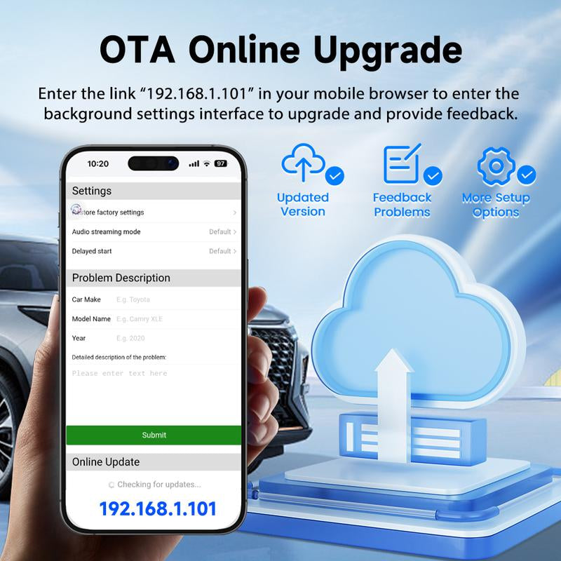 Carlinkit Carplay Car Tv Adapter Hd2Cp Pro Wireless Carplay Adapter Smart Box for Tv in Car, Plug and Play, Stream Netflix Youtube Easily