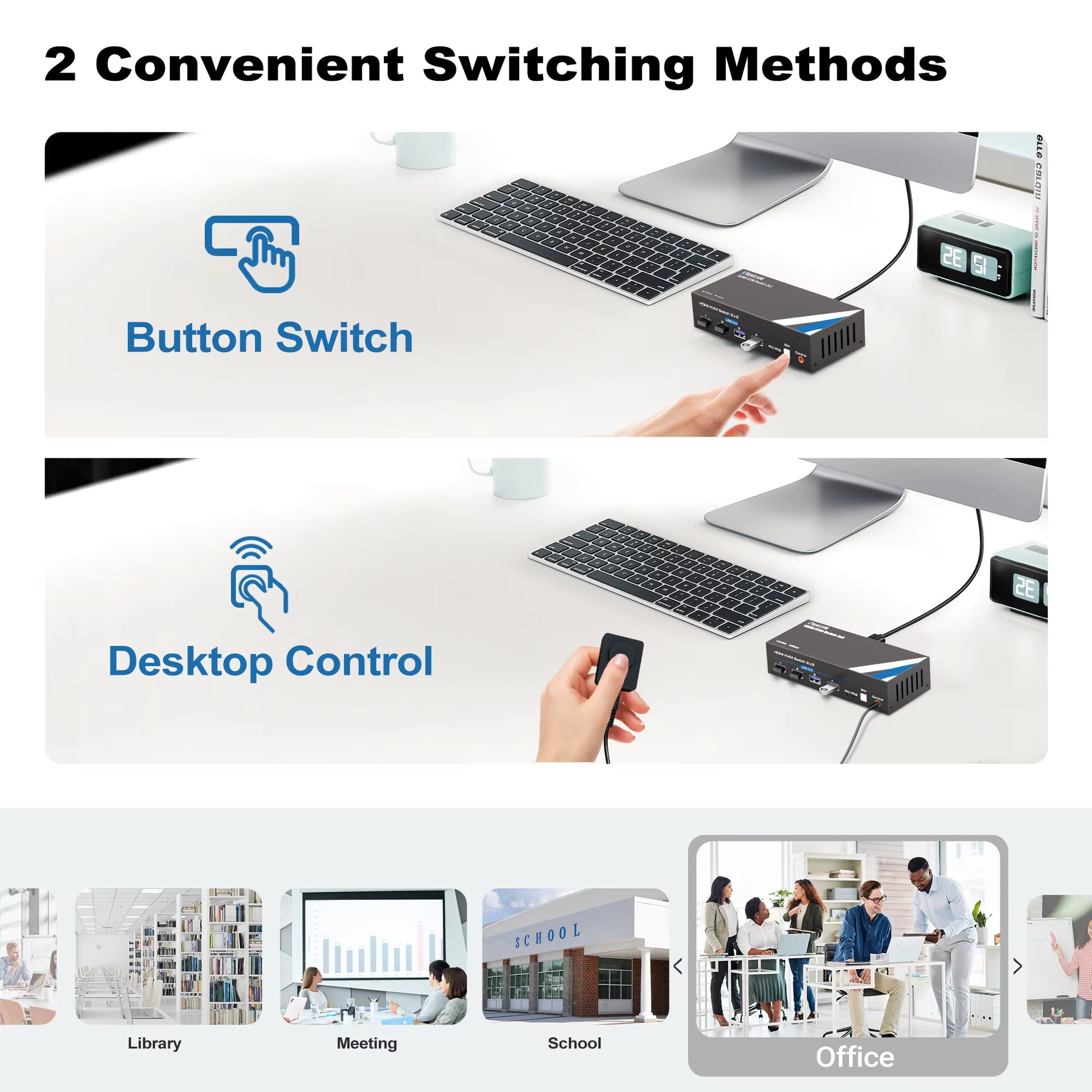 8K KVM Switch for Dual Monitors and Two Computers, NEWCARE 4K 120Hz KVM Switch with HDMI 2.1 and 4 USB 3.0 Ports