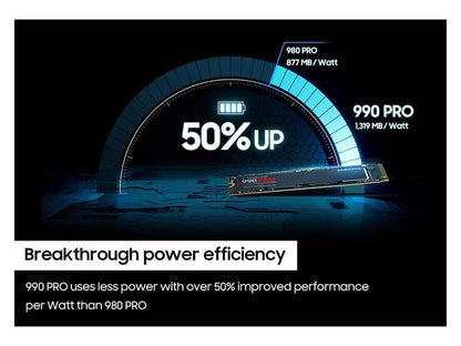 SAMSUNG 990 PRO 2TB SSD, Pcie Gen4 M.2 2280, Seq. Read Speeds Up-To 7,450Mb/S for High End Computing, Gaming, and Heavy Duty Workstations (MZ-V9P2T0B/AM) Non-Heatsink