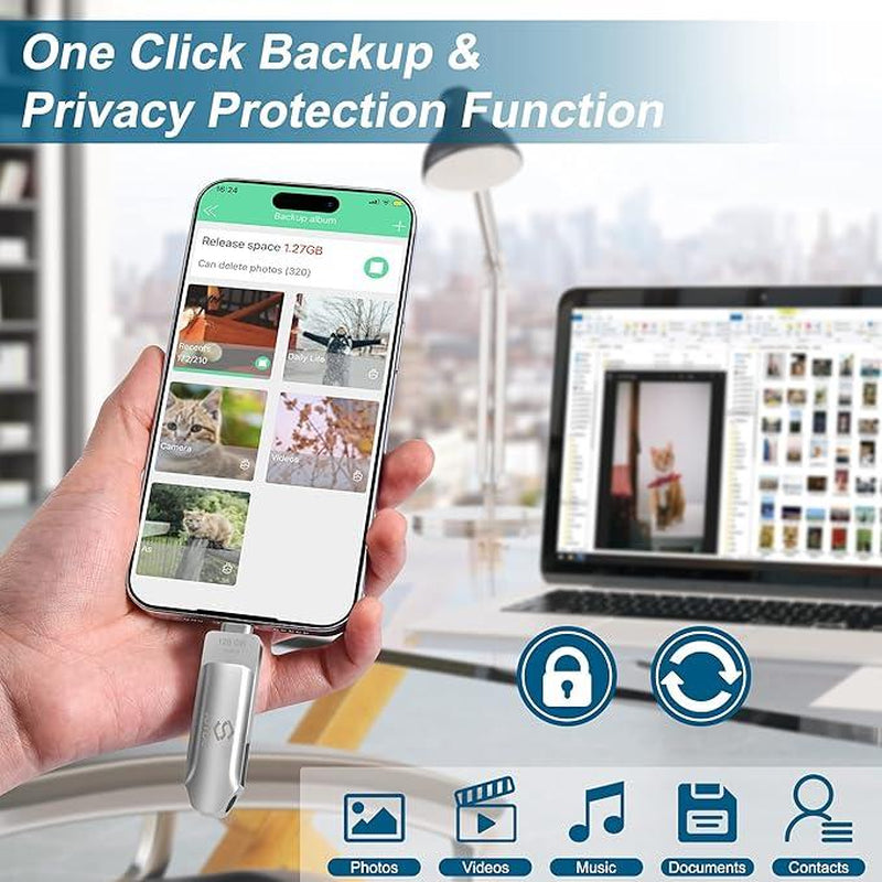 JDTDC Apple Mfi Certified Photo Stick for Iphone Ipad USB Flash Drive Thumb Drive for Iphone External Storage Ipad Lightning USB C Android Photo Stick External Memory Apple Photo Transfer Devices Backup Stick Harddrive Thumbdrive External Storage