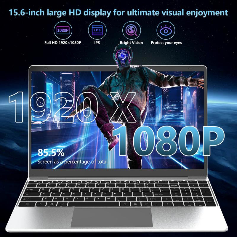 15.6 Inch Laptop Windows 11 Pro, 12GB RAM 512GB SSD, 12Th Gen Intel N100 Processor, 1920X1080, Webacm 2.4/5.0G Wifi, Bluetooth 5.0, Webcam, Mini HDMI, USB 3.0, Springtok