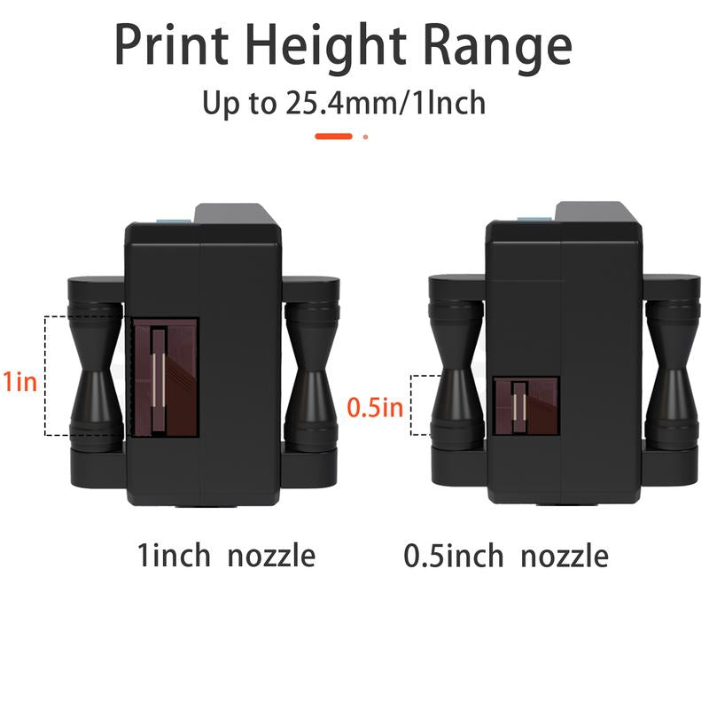 Handheld Inkjet Printer, 1 Inch/25.4 Mm Print Height Handheld Printer Gun with 72ML Quick-Drying Ink Cartridge for Batch Number Date QR Codes Barcodes Labels Logo Printing on Diverse Materials
