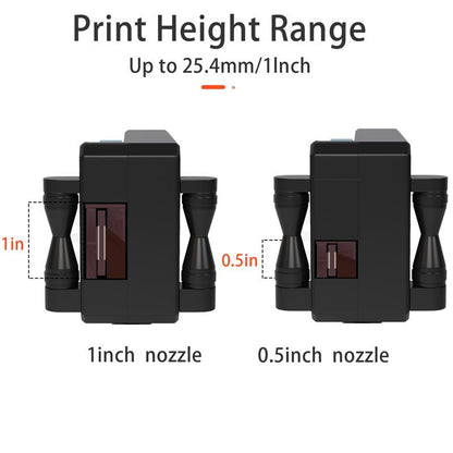 Handheld Inkjet Printer, 1 Inch/25.4 Mm Print Height Handheld Printer Gun with 72ML Quick-Drying Ink Cartridge for Batch Number Date QR Codes Barcodes Labels Logo Printing on Diverse Materials