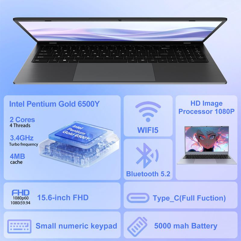 14/15.6-Inch Laptop Computer Intel Pentium Gold 6500Y Dual-Core Processor 8GB/16GB/32GB RAM 256GB/512GB/1TB SSD Rom,Suitable for Student Study＆Business Office,Suitable for Photoshop and Editing