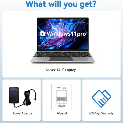 14.1 Inch Laptop, Windows 11 Laptop Computer, Intel Celeron N4020C(Up to 2.8Ghz), 8GB RAM 256GB SSD, Full HD 1920X1080, Mini HDMI, USB3.0, Webcam, TF Card, Type-C, 5000Mah Battery 2025 Laptop Mini Laptop Computer