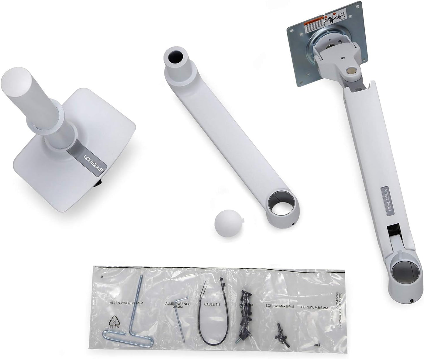 – LX Monitor Arm, Single Monitor Desk Mount – Fits Flat Curved Ultrawide Computer Monitors up to 34 Inches, 7 to 25 Lbs, VESA 75X75Mm or 100X100Mm – Tall Pole, White