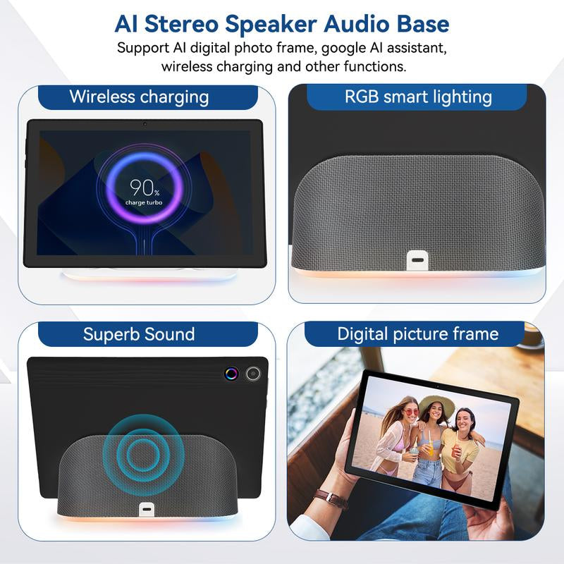 2025 Tablet, Android 14 OS, 10.1-Inch Display with Rechargeable Stereo Speaker Audio Dock, HD IPS Touchscreen, Octa-Core Processor, 14GB RAM + 64GB Storage (Expandable up to 1TB), Wi-Fi 6, Bluetooth 5.3, Dual Cameras, Google Tablet.