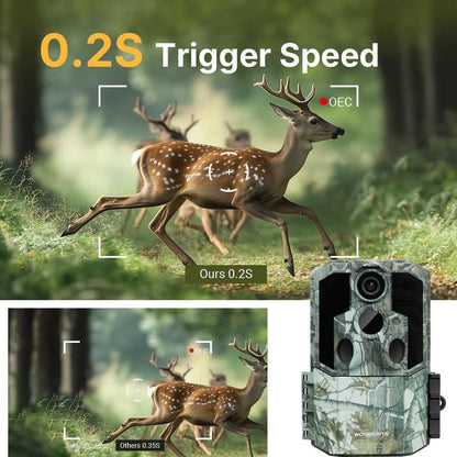 WOSPORTS 48MP 4K Trail Camera | Night Vision, IP66 Waterproof for Wildlife & Home Security