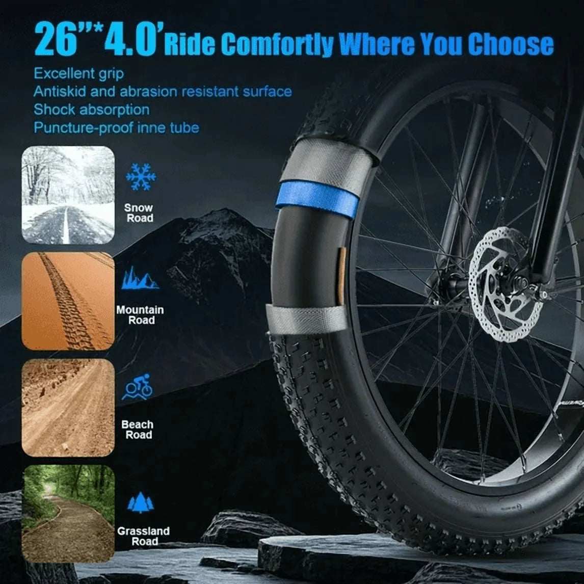 Dual Motors AWD 2000W Electric Bike for Adult 26'' UL2849 48V 30AH Removable Battery E-Mountain Bike 4.0 Fat Tire up to 35Mph&120Miles Long Range Off-Road Ebike Dual Hydraulic&Brakes Electric Bicycle