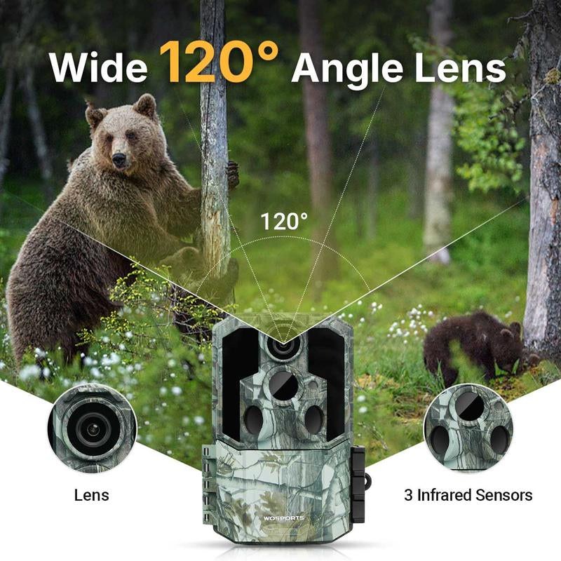 WOSPORTS 48MP 4K Trail Camera | Night Vision, IP66 Waterproof for Wildlife & Home Security
