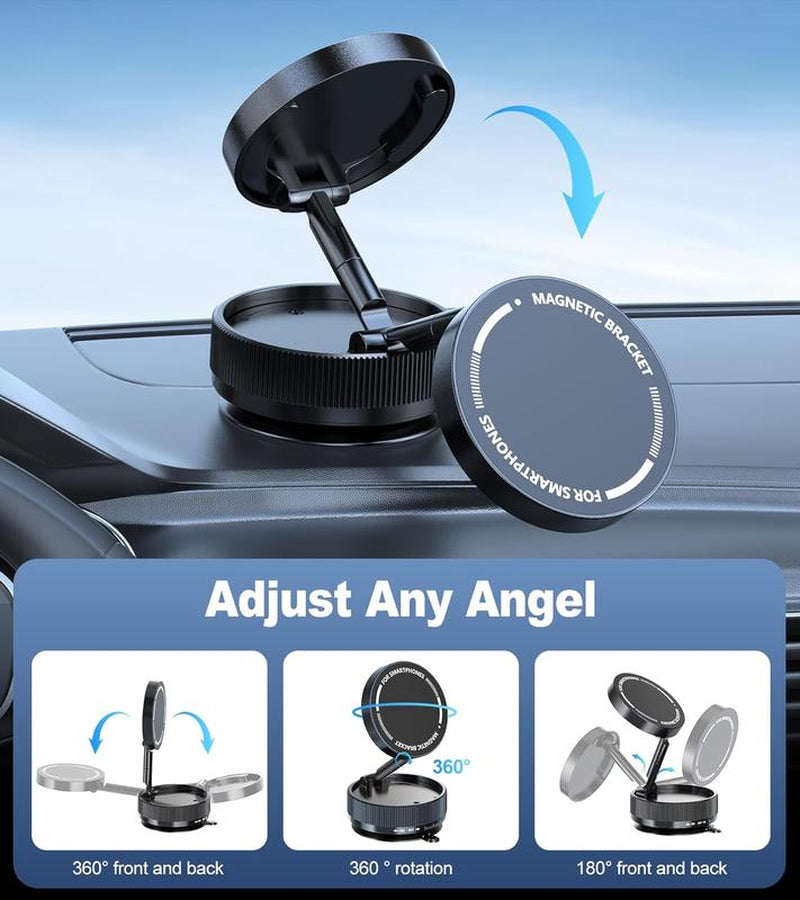 Phone Holder Car Super Strong Magnetic Car Mount - Magsafe Ready, Universal Fit (Works with Vacuum Magnetic Multi-Mount - for Car, Gym & Bathroom,360° Adjustable Universal Mount - for Car, Gym & Bathroom