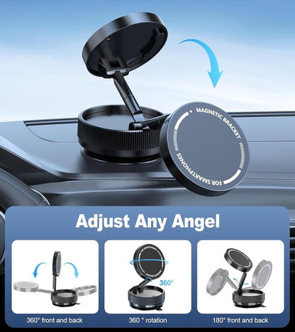 Phone Holder Car Super Strong Magnetic Car Mount - Magsafe Ready, Universal Fit (Works with Vacuum Magnetic Multi-Mount - for Car, Gym & Bathroom,360° Adjustable Universal Mount - for Car, Gym & Bathroom