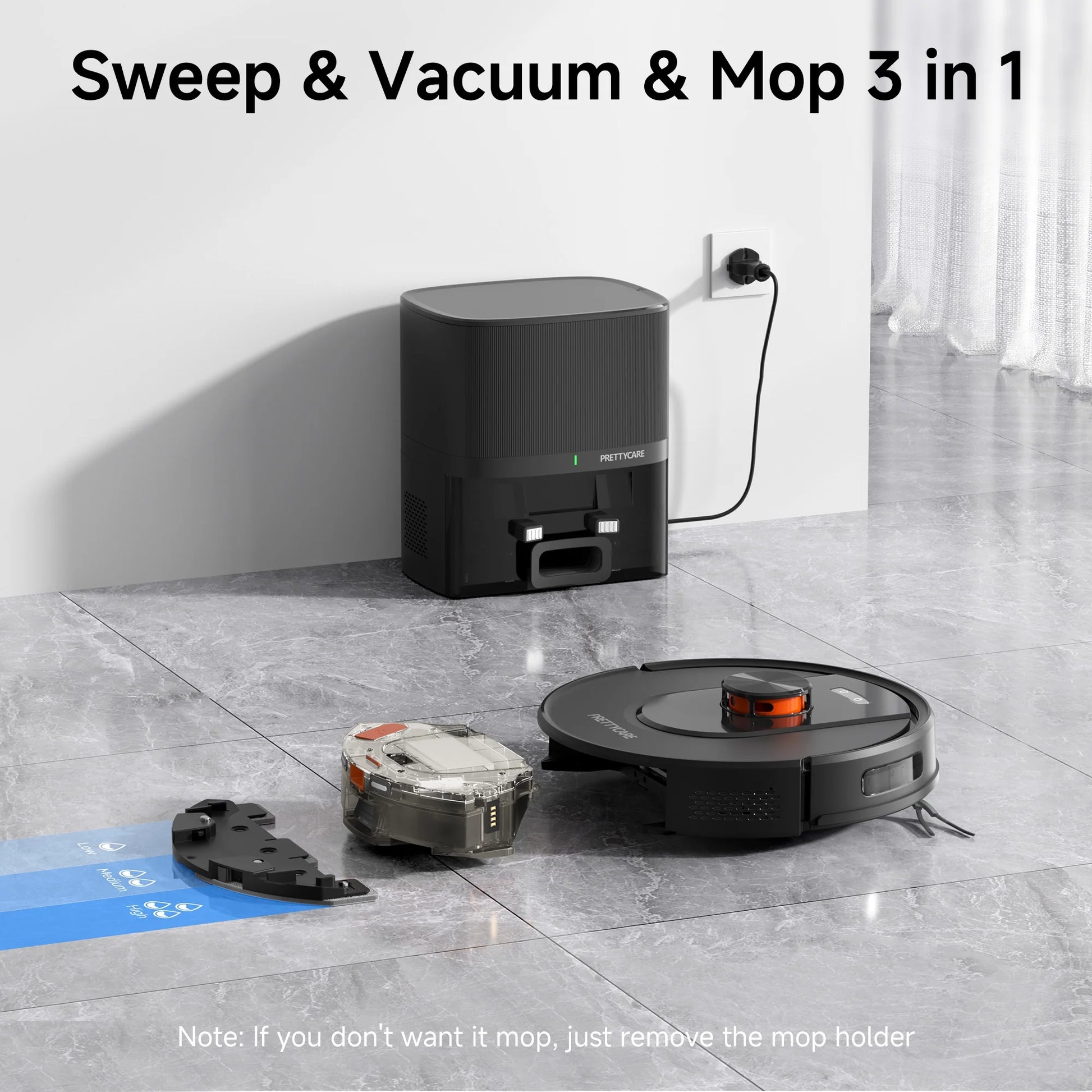Robot Vacuum and Mop Combo with 9000Pa,85 Days Self-Emptying & Refilling Station with 3D Home Mapping L1 PRO