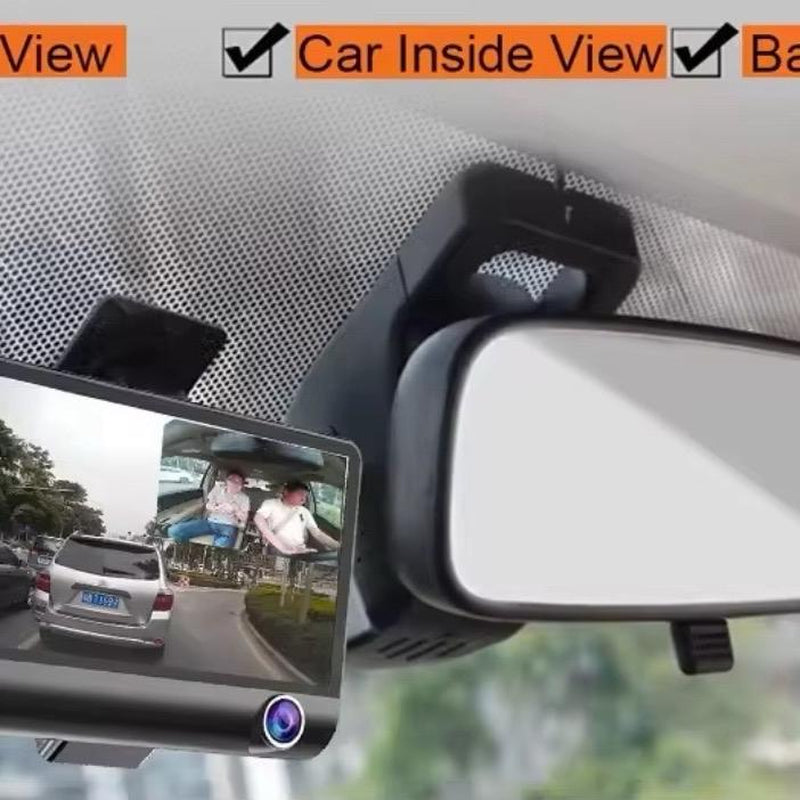 Three Lens Dash Camera Full HD with 32 GB SD Card - Front inside & behind Recording System