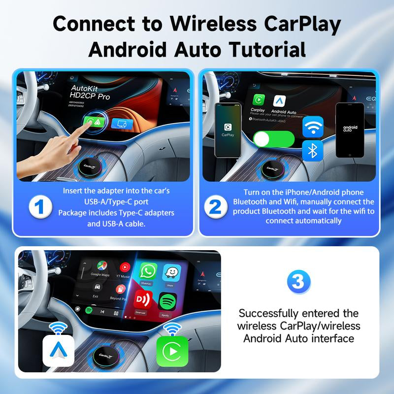 Carlinkit Carplay Car Tv Adapter Hd2Cp Pro Wireless Carplay Adapter Smart Box for Tv in Car, Plug and Play, Stream Netflix Youtube Easily