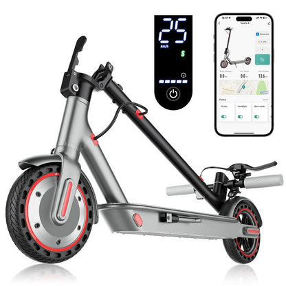 D8 Pro Electric Scooter 350W Brushless Motor 19MPH Top Speed 7.8Ah Battery Long Range Commuting Scooter 8.5" Solid Tires Foldable Portable Front and Rear Lights APP Smart Control Max Load 265Lbs