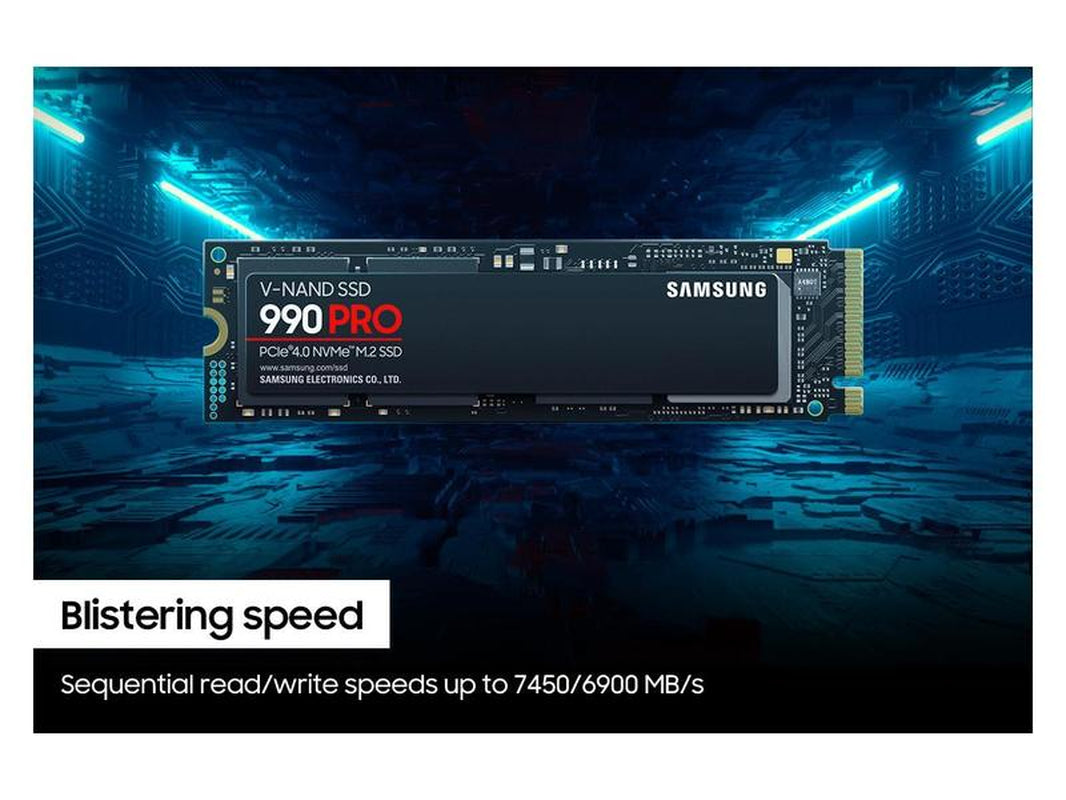 SAMSUNG 990 PRO 2TB SSD, Pcie Gen4 M.2 2280, Seq. Read Speeds Up-To 7,450Mb/S for High End Computing, Gaming, and Heavy Duty Workstations (MZ-V9P2T0B/AM) Non-Heatsink