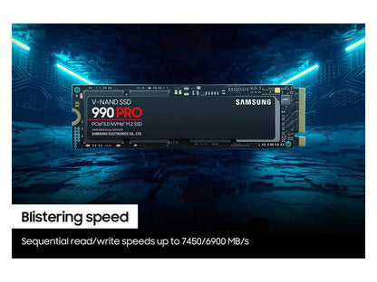 SAMSUNG 990 PRO 2TB SSD, Pcie Gen4 M.2 2280, Seq. Read Speeds Up-To 7,450Mb/S for High End Computing, Gaming, and Heavy Duty Workstations (MZ-V9P2T0B/AM) Non-Heatsink