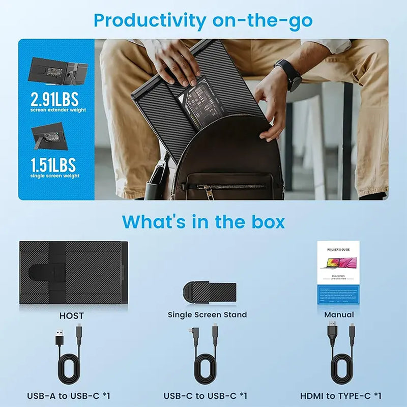 P5 Dual Screen Portable Monitor Screen 15.6 Inch