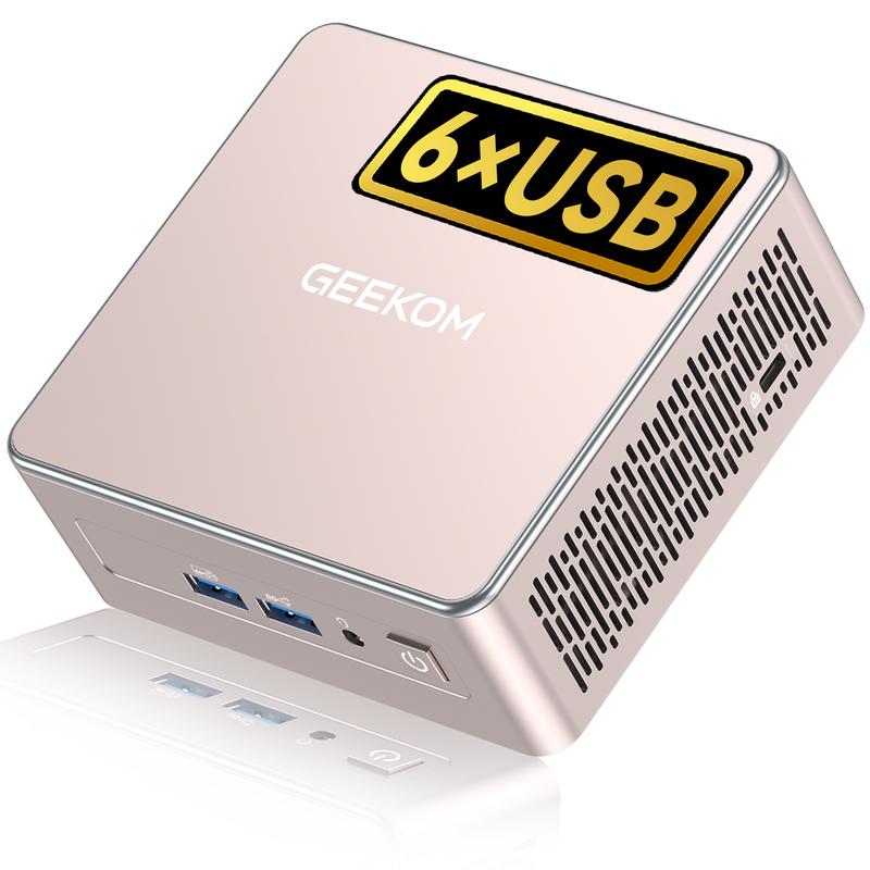GEEKOM A5 2025 Edition Mini PC AMD Ryzen 5 7430U 16GB RAM 512GB & 1TB SSD Windows 11 Pro Pre-Installed 3-Year Warranty Wifi 6 Bluetooth USB 3.2 2 HDMI 2 USB-C HDD Slot Manual Upgrade Required 4K Display Home Office Computer