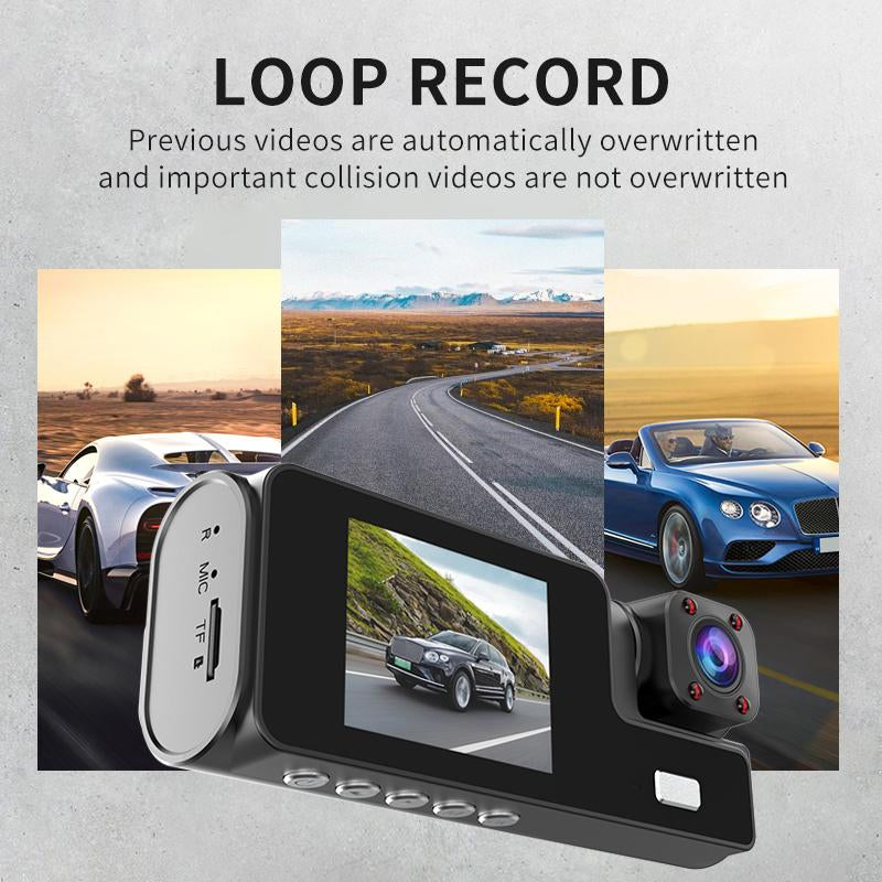 Three-Channel Car Camera, 2 Inch IPS Screen, Wide Angle Car Dash Cam with Infrared Night Vision, Car Dvr Camera, Camera Security, Car Dash Cam, Car Dash Cam with 32Gb Memory Card, Car Wide Angle Video Surveillance, Car Electronics