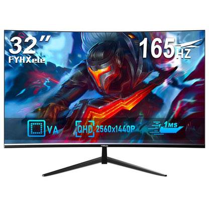 FY32QHC 32 Inch Curved Gaming Monitor QHD 165Hz 1Ms VA Panel AMD Freesync 2800R Curvature VESA Mount Hd/Dp/Usb/Audio Ports High Contrast Ratio Immersive Gaming Screen Monitors