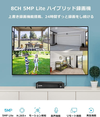 1080P H.265+ Security Camera System for Home Outdoor Indoor, 5MP Lite 8 Channel CCTV DVR and 4 X 1080P Weatherproof Bullet Cameras with 120Ft Night Vision and 105°Wide Angle (No HDD Included)