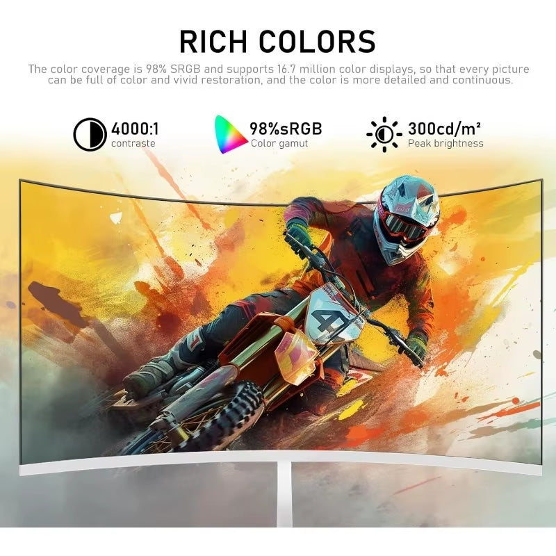 27-Inch Curved Gaming Monitor, 1800R, 280Hz Refresh Rate, FHD 1080P, 1ms Response Time, FreeSync, 98% sRGB, 178° Viewing Angle, HDMI 2.0, DisplayPort