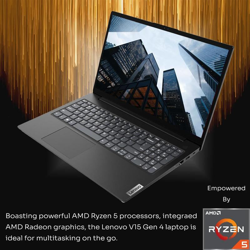 Lenovo V15 Gen 4 Business Laptop - Powerful AMD Ryzen 5, 15.6" FHD Display, 1TB SSD, Windows 11 Pro, and 1 Year Accidental Damage Protection