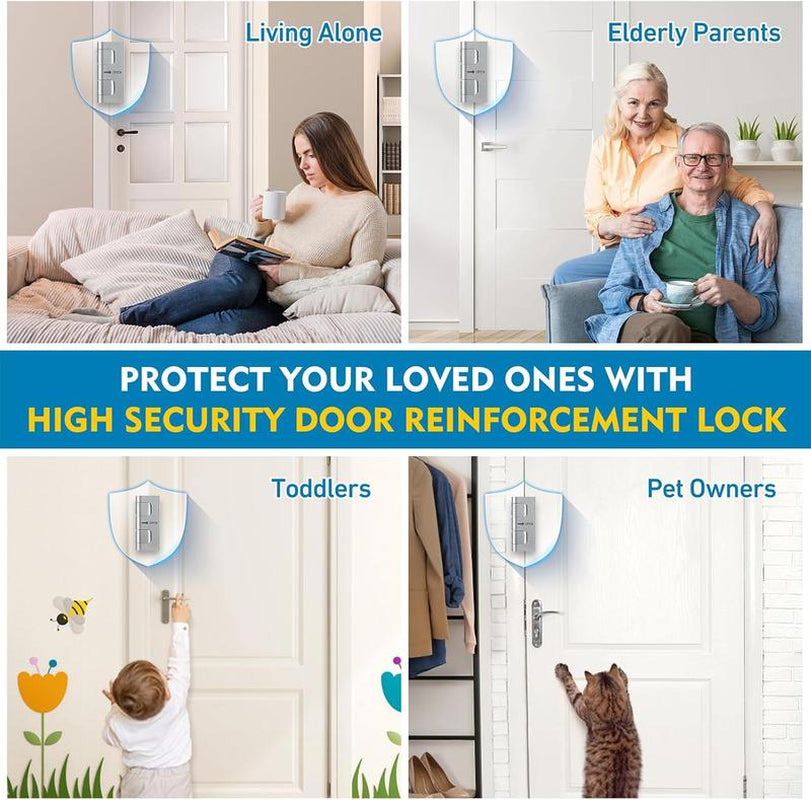 Home Security Door Reinforcement Lock. Door Security Lock Withstand 800 Lbs for Inward Swinging Door