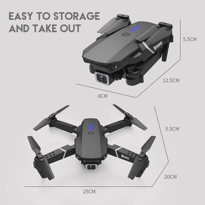 4K HD Dual Camera Foldable RC Drone with WiFi FPV and Four Batteries - Black