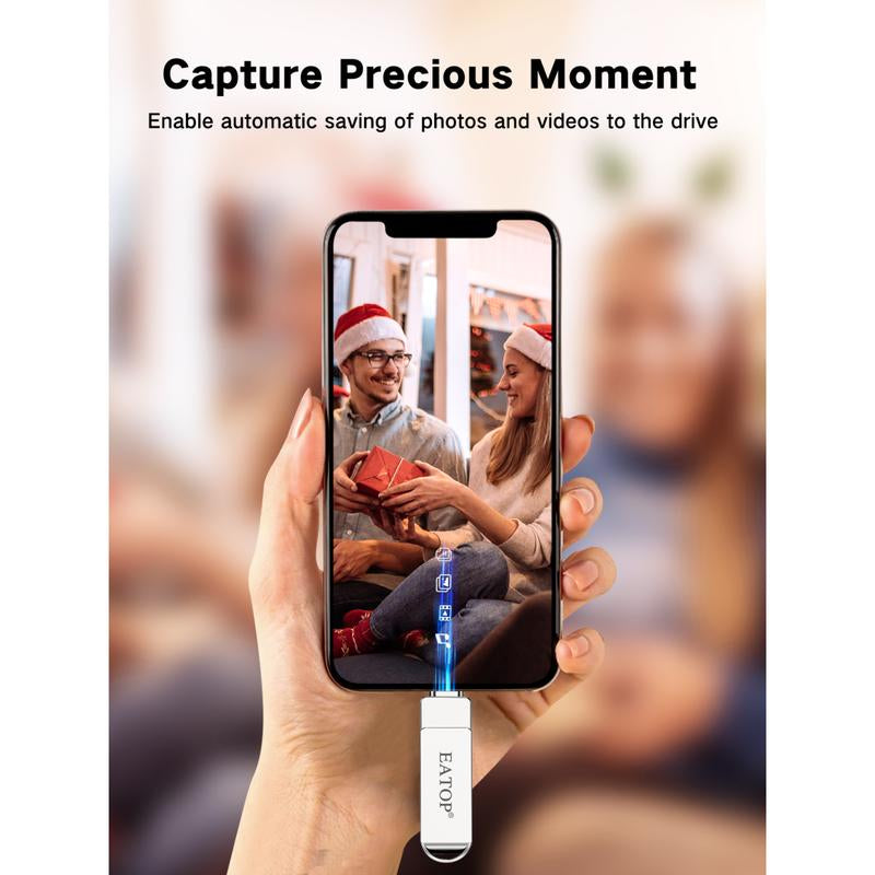 EATOP USB Flash Drive Intended for Iphone Ipad, Memory Stick Storage for Photos and Videos Backup, Compatible with Iphone Ipad Android PC, Plug and Play, No Application Required