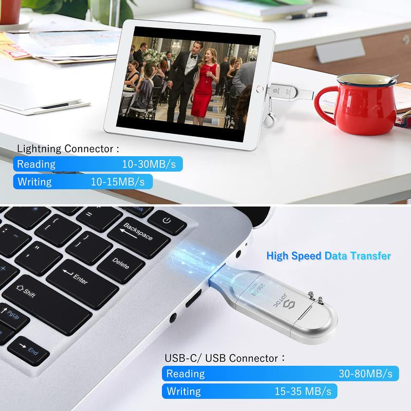 JDTDC Apple Mfi Certified Photo Stick for Ipad Iphone USB Flash Drives External Storage Stick for USB C Iphone Thumb Drive Memory Mobile for Android Phones Ipad Flash Drive Photo Transfer Stick Usb Stick Lips Thumbdrive Flashdrive Usb Flash