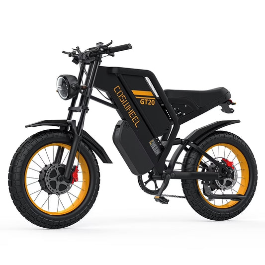 3000W Peak Dual Motor  GT20 Pro Electric Bike for Adults, with 48V40Ah Removable Battery,Up to 37MPH & 145 Miles, Electric Motorcycle with 7-Speed, 20"X 4.0 Fat Tire Ebikes UL2849
